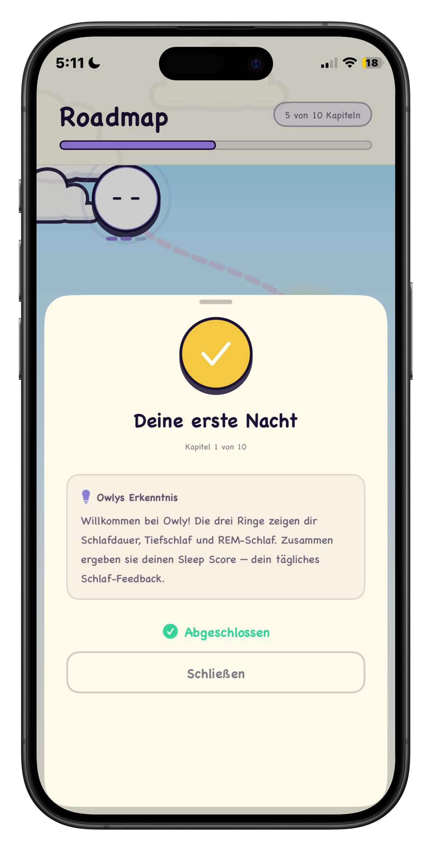 Owly App: Task path and sleep challenges
